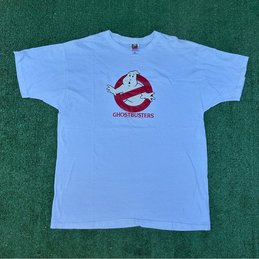 Y2K Ghostbusters Movie Logo White Tee Shirt Size XL